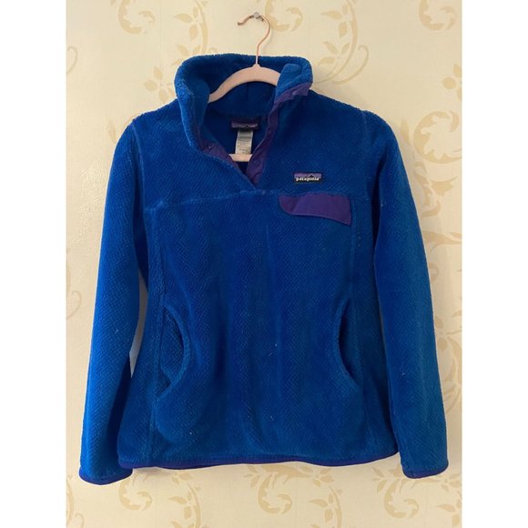 Patagonia Royal Blue Fleece Snap-T Fleece Jacket Ladies Medium - Picture 1 of 3